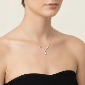 Γυναικείο Κολιέ με Λευκά Ζιργκόν Χρυσός K9 SKU-84792