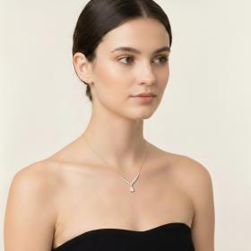 Γυναικείο Κολιέ με Λευκά Ζιργκόν Χρυσός K9 SKU-84792