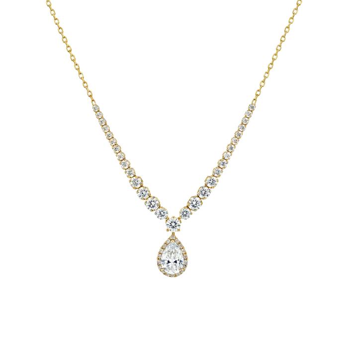 Γυναικείο Κολιέ με Λευκά Ζιργκόν Χρυσός K9 SKU-84792