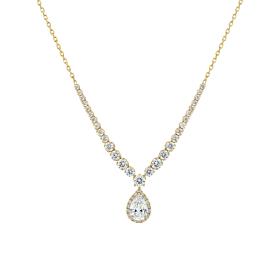 Γυναικείο Κολιέ με Λευκά Ζιργκόν Χρυσός K9 SKU-84792