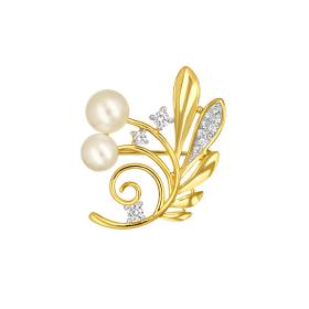 Καρφίτσα με Πέρλες & Κίτρινο Επιχρύσωμα Ασήμι 925° SKU-84451