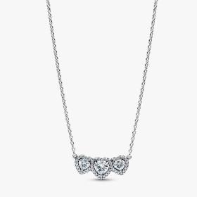 Κολιέ Pandora με Τρεις Καρδιές και Στεφάνι με Πέτρες Ασήμι 925 SKU-84930