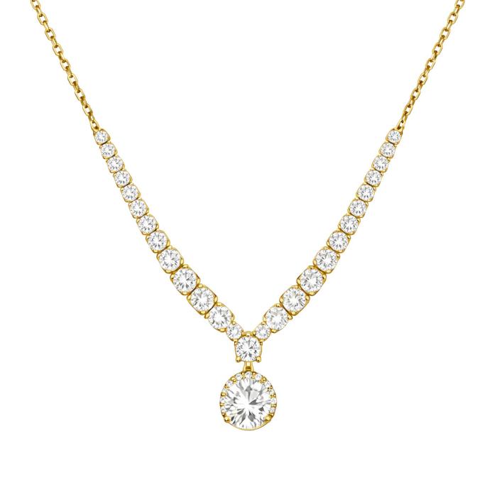 Κολιέ Ροζέτα με Ζιργκόν σε Κίτρινο Χρυσό K9 SKU-84793