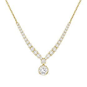 Κολιέ Ροζέτα με Ζιργκόν σε Κίτρινο Χρυσό K9 SKU-84793