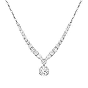 Κολιέ Ροζέτα Λευκόχρυσος K9 με Λευκά Ζιργκόν SKU-84795