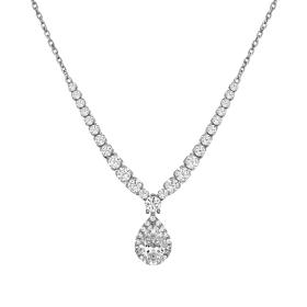 Κολιέ Δάκρυ Λευκόχρυσος K9 με Λευκά Ζιργκόν SKU-84796