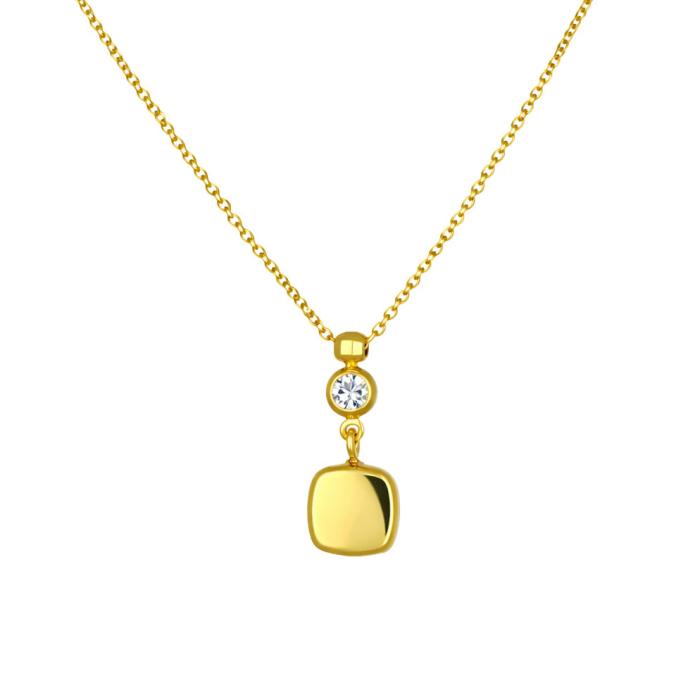 Κολιέ Χρυσός K9 με Λευκό Ζιργκόν SKU-84829