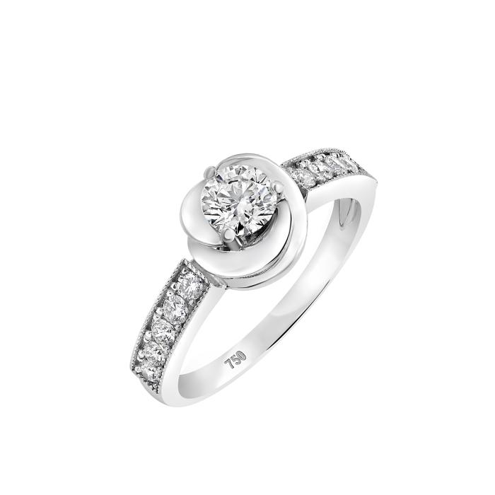 Μονόπετρο Δαχτυλίδι με Διαμάντια Λευκόχρυσος Κ18 SKU-84366