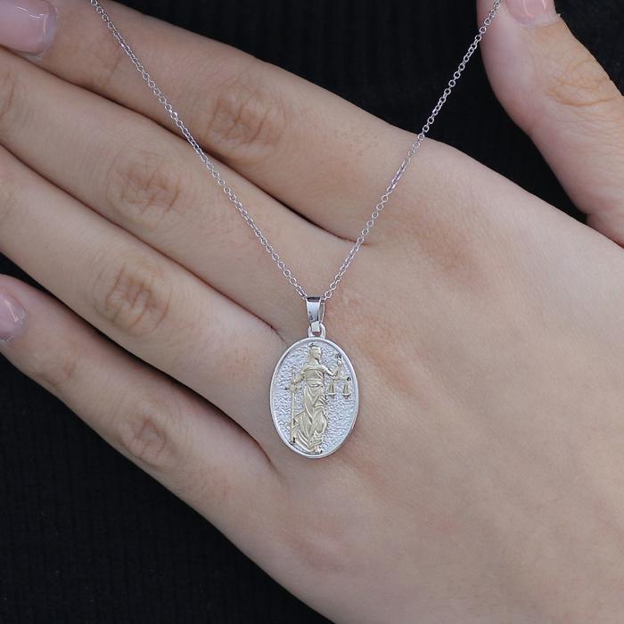 Μενταγιόν Διπλής Όψεως με τη Θέμιδα από Ασήμι 925° & Χρυσός Κ9 SKU-84434