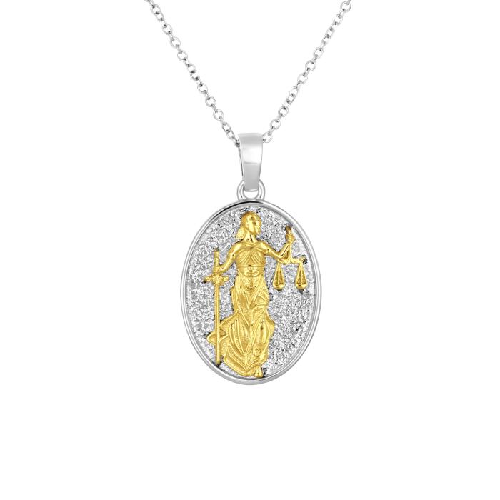 Μενταγιόν Διπλής Όψεως με τη Θέμιδα από Ασήμι 925° & Χρυσός Κ9 SKU-84434