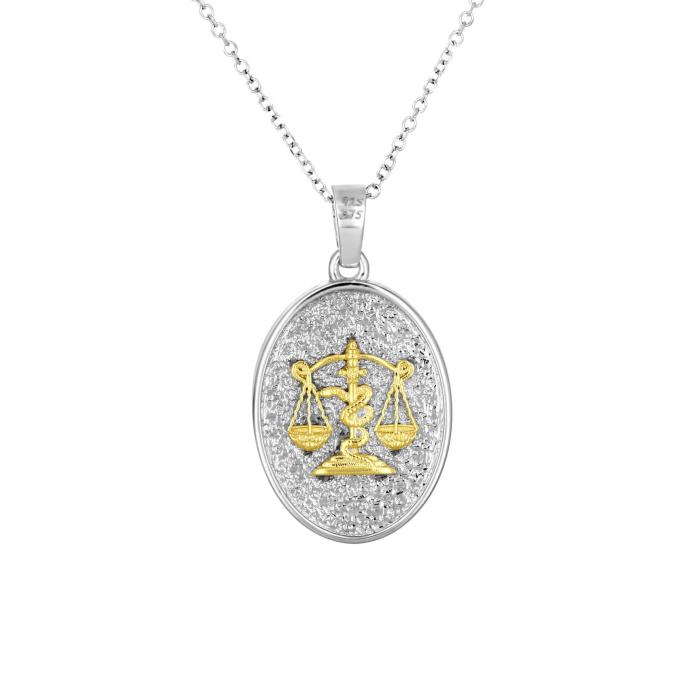 Μενταγιόν Διπλής Όψεως με τη Θέμιδα από Ασήμι 925° & Χρυσός Κ9 SKU-84434