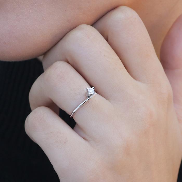 Λευκόχρυσο Μονόπετρο Δαχτυλίδι K14 με Round Διαμάντι SKU-84395