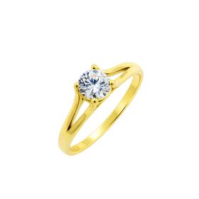 Μονόπετρο Δαχτυλίδι Γυναικείο Χρυσός K9 με Λευκό Ζιργκόν SKU-84819