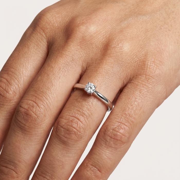 Μονόπετρο Δαχτυλίδι Λευκόχρυσος K14 με Διαμάντι SKU-84626