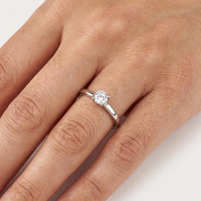 Μονόπετρο Δαχτυλίδι Λευκόχρυσος K14 με Διαμάντι SKU-84660