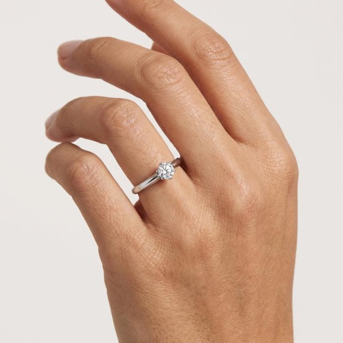 Μονόπετρο Δαχτυλίδι Λευκόχρυσος K14 με Διαμάντι SKU-84662