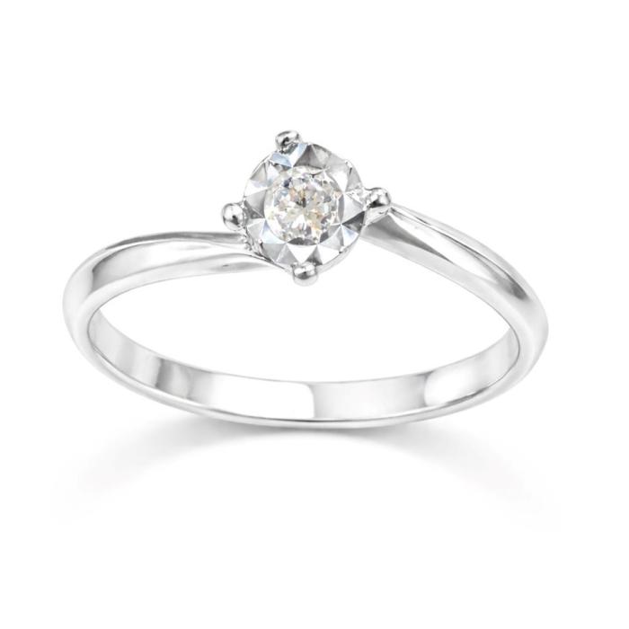 Μονόπετρο Δαχτυλίδι Λευκόχρυσος K14 με Διαμάντι SKU-84991