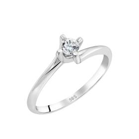 Μονόπετρο Δαχτυλίδι με Διαμάντι Λευκόχρυσος K14 SKU-84407