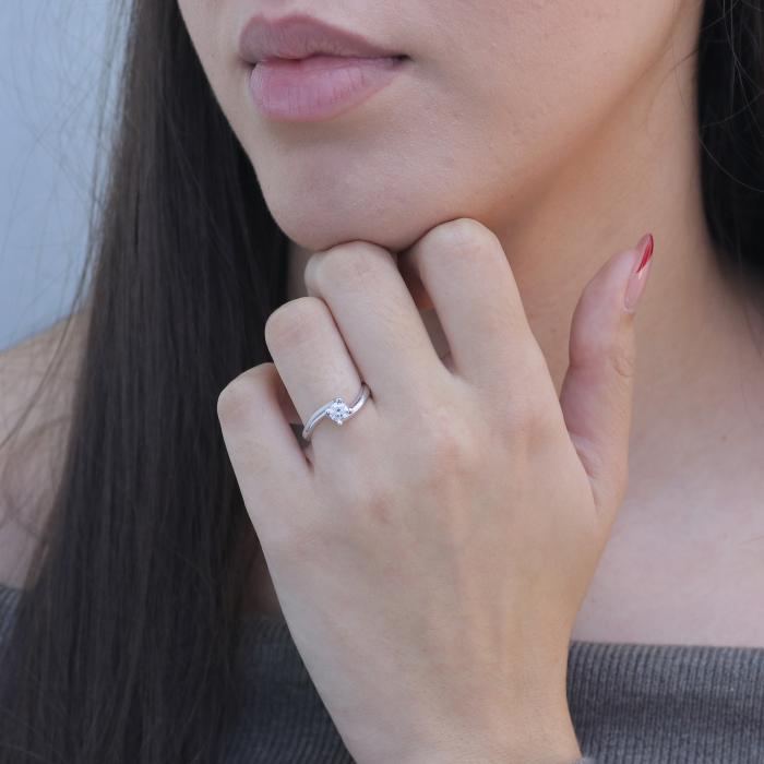 Μονόπετρο Δαχτυλίδι με Διαμάντι Λευκόχρυσος K18 SKU-84381