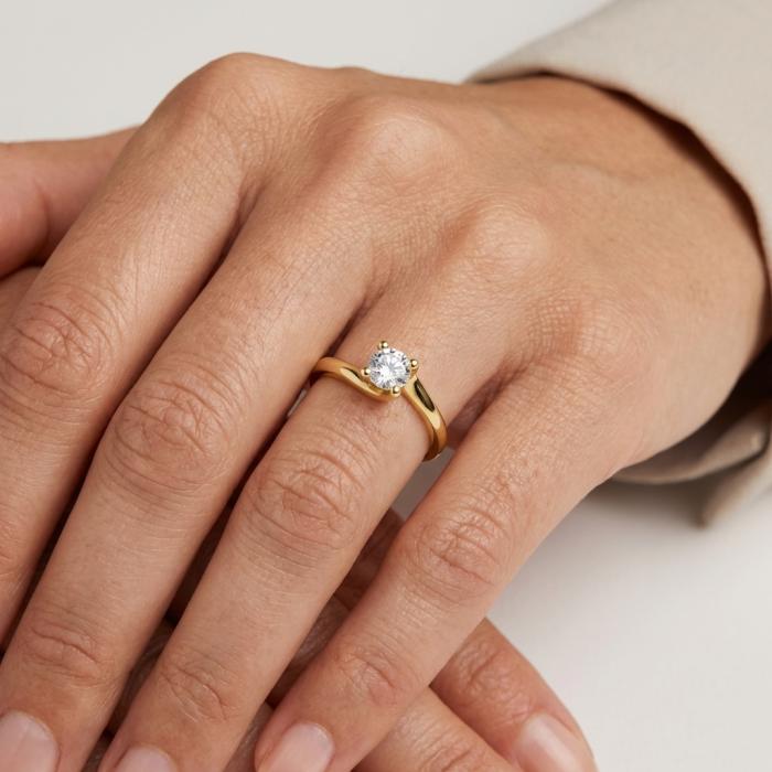 Μονόπετρο Δαχτυλίδι με Διαμάντι Round σε Κίτρινο Χρυσό K14 SKU-84703