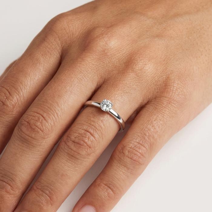 Μονόπετρο Δαχτυλίδι με Διαμάντι σε Λευκόχρυσο K14 SKU-84624
