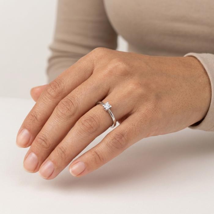 Μονόπετρο Δαχτυλίδι με Διαμάντι σε Λευκόχρυσο K14 SKU-84629