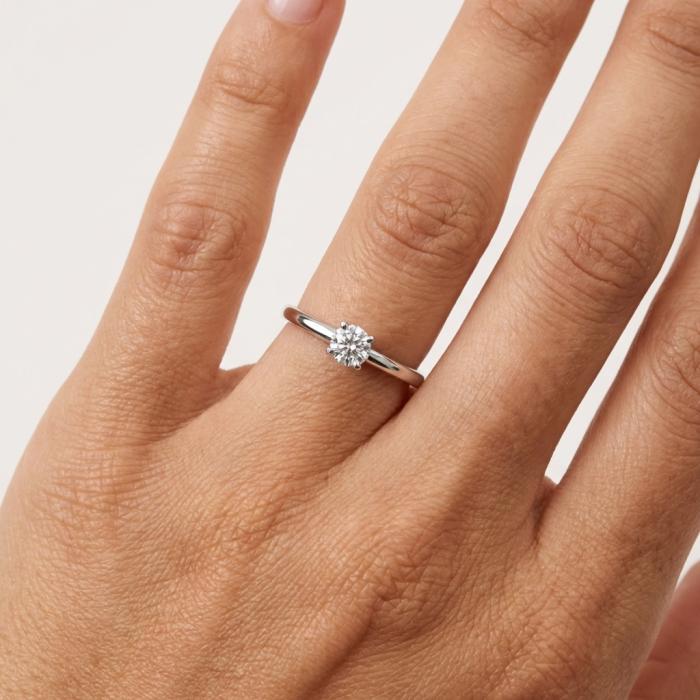 Μονόπετρο Δαχτυλίδι με Διαμάντι σε Λευκόχρυσο K14 SKU-84632