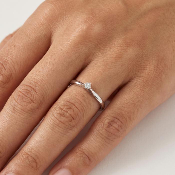 Μονόπετρο Δαχτυλίδι με Διαμάντι σε Λευκόχρυσο K14 SKU-84655