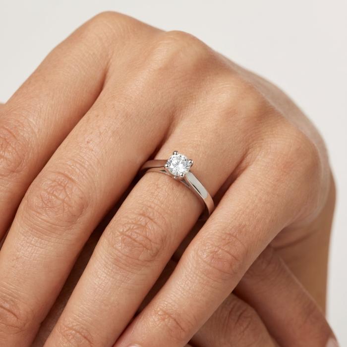 Μονόπετρο Δαχτυλίδι με Lab Grown Διαμάντι Λευκόχρυσος K14 SKU-84157