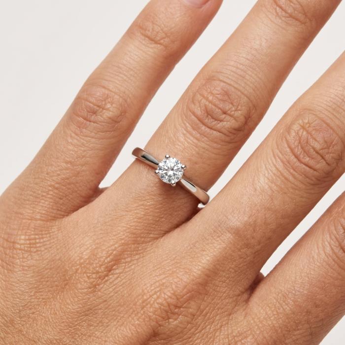 Μονόπετρο Δαχτυλίδι με Lab Grown Διαμάντι σε Λευκόχρυσο K14 SKU-84161