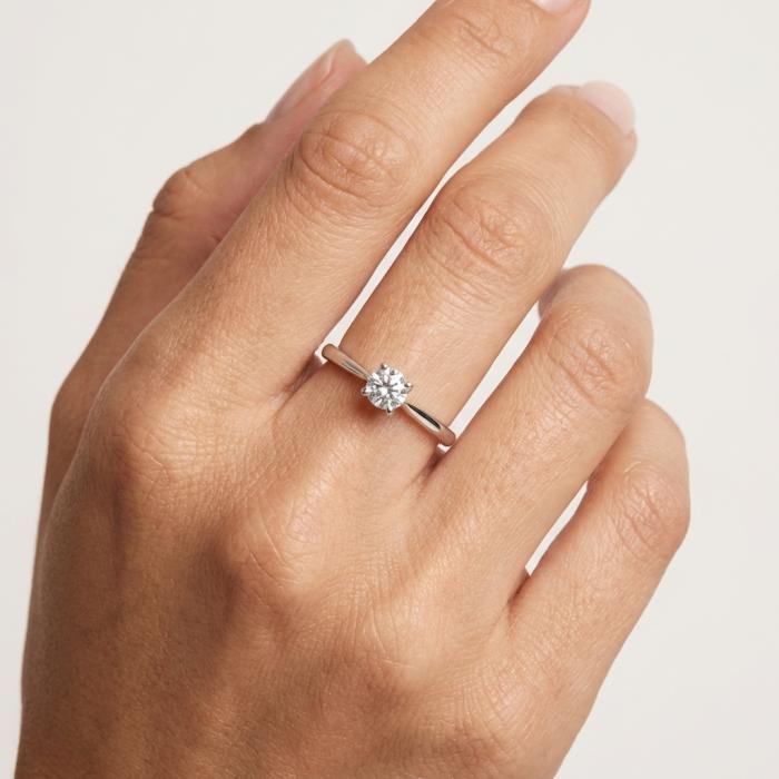 Μονόπετρο Δαχτυλίδι με Lab Grown Diamond Λευκόχρυσο K18 SKU-84158