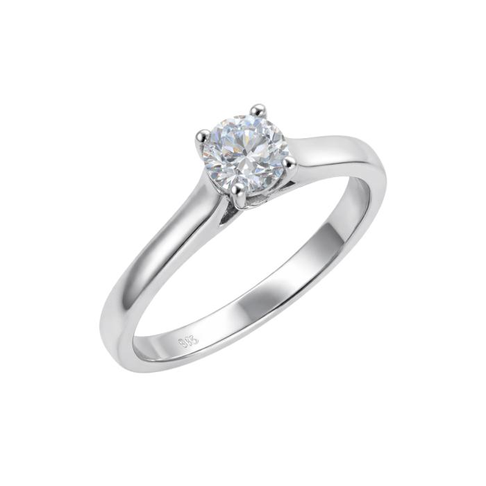 Μονόπετρο Δαχτυλίδι με Lab Grown Diamond Λευκόχρυσος K14 SKU-84289