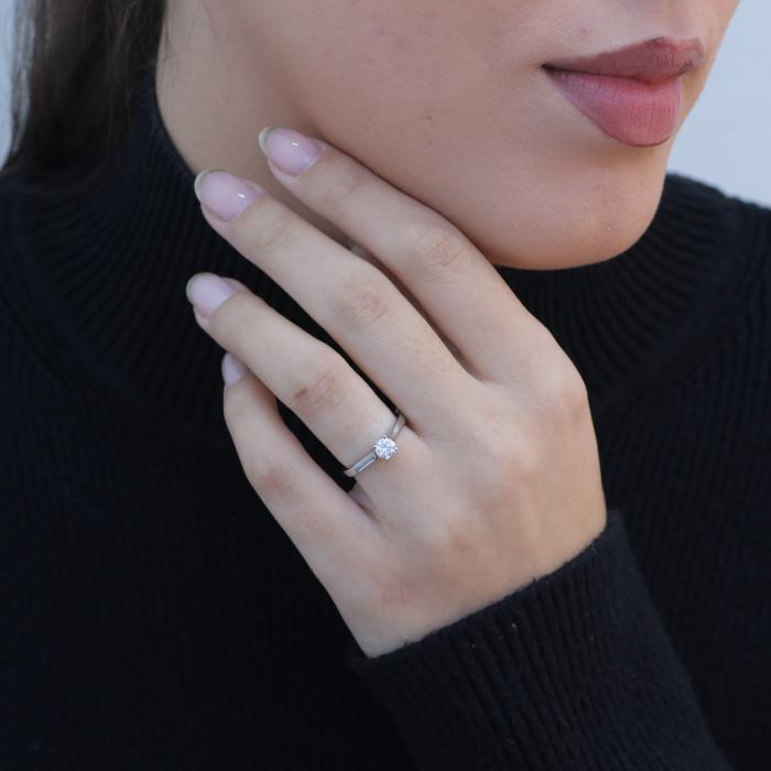 Μονόπετρο Δαχτυλίδι με Lab Grown Diamond Λευκόχρυσος K14 SKU-84289