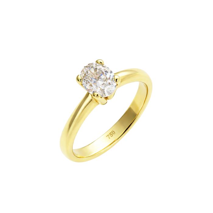 Μονόπετρο Δαχτυλίδι με Oval Διαμάντι Χρυσός K18 SKU-84702