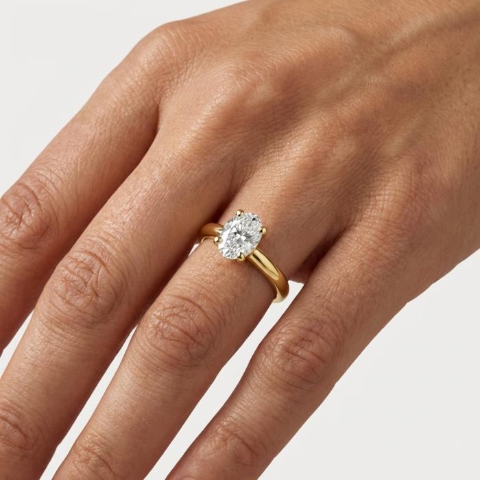 Μονόπετρο Δαχτυλίδι με Oval Διαμάντι Χρυσός K18 SKU-84702