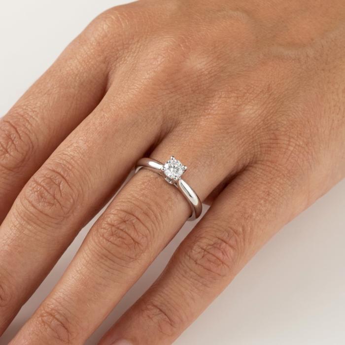 Μονόπετρο Δαχτυλίδι με Round Διαμάντι Λευκόχρυσος K18 SKU-84709