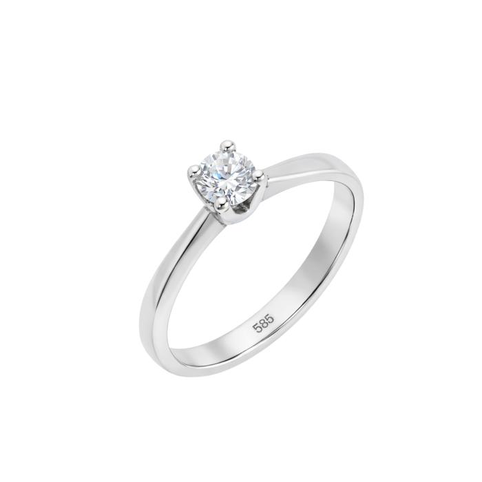 Μονόπετρο Δαχτυλίδι με Lab Grown Διαμάντι σε Λευκόχρυσο K14 SKU-84161