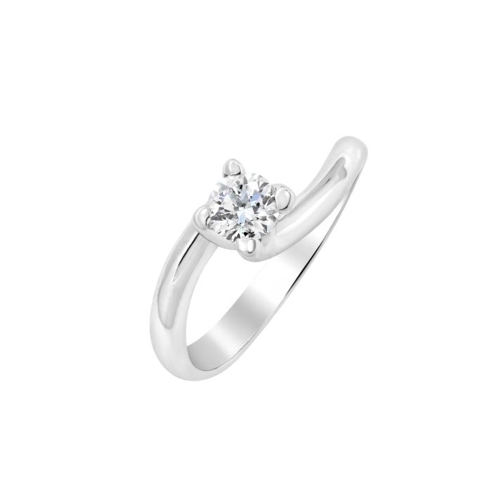 Μονόπετρο Δαχτυλίδι με Διαμάντι Λευκόχρυσος K18 SKU-84381