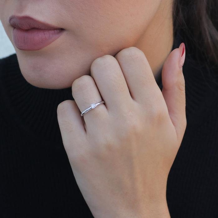 Μονόπετρο Δαχτυλίδι με Διαμάντι Λευκόχρυσος K14 SKU-84398