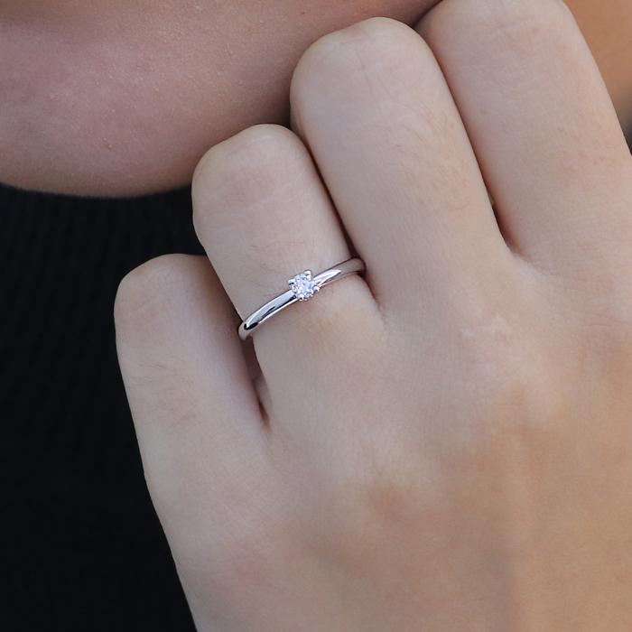 Μονόπετρο Δαχτυλίδι με Διαμάντι Λευκόχρυσος K14 SKU-84398