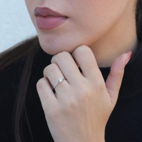 Δαχτυλίδι Μονόπετρο με Διαμάντι Λευκόχρυσος K14 SKU-84400