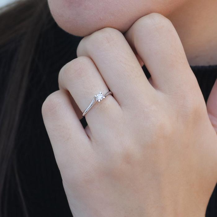 Δαχτυλίδι Μονόπετρο με Διαμάντι Λευκόχρυσος K14 SKU-84400