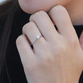 Δαχτυλίδι Μονόπετρο με Διαμάντι Λευκόχρυσος K14 SKU-84400