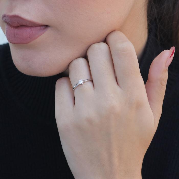 Μονόπετρο Δαχτυλίδι με Διαμάντι Λευκόχρυσος Κ14 SKU-84405