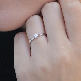 Μονόπετρο Δαχτυλίδι με Διαμάντι Λευκόχρυσος Κ14 SKU-84405