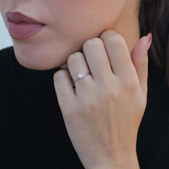 Μονόπετρο Δαχτυλίδι με Διαμάντι Λευκόχρυσος K14 SKU-84407