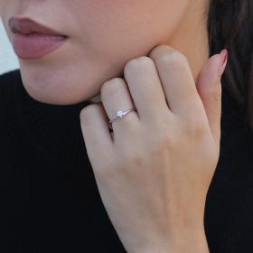Μονόπετρο Δαχτυλίδι με Διαμάντι Λευκόχρυσος K14 SKU-84407
