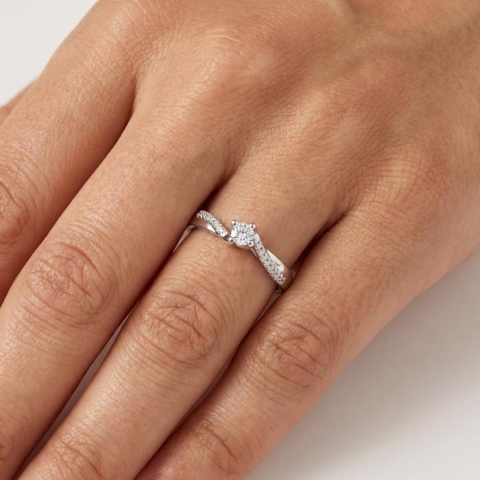 Μονόπετρο Δαχτυλίδι με Διαμάντια σε Λευκόχρυσο K14 SKU-84617