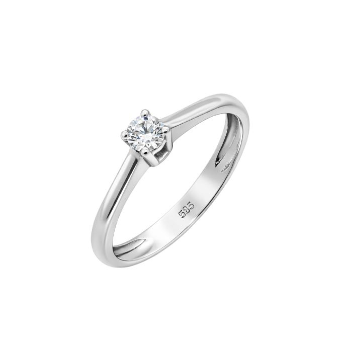 Μονόπετρο Δαχτυλίδι Λευκόχρυσος K14 με Διαμάντι SKU-84626