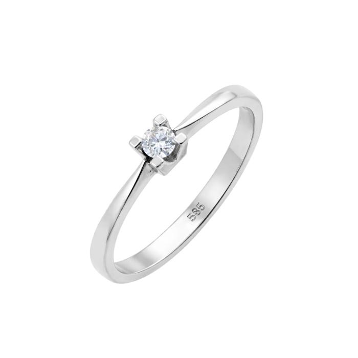 Μονόπετρο Δαχτυλίδι με Διαμάντι σε Λευκόχρυσο K14 SKU-84629
